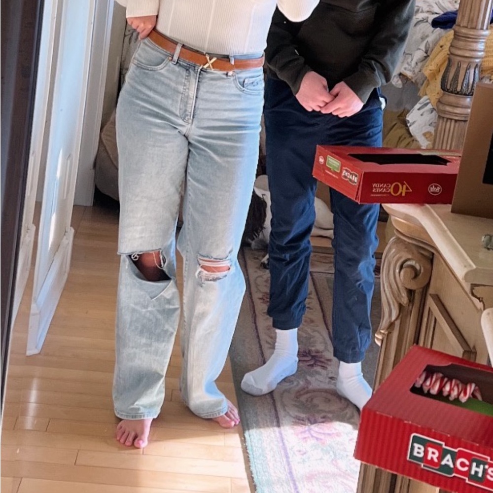 EXPRESS WIDE LEG RIPPED JEANS